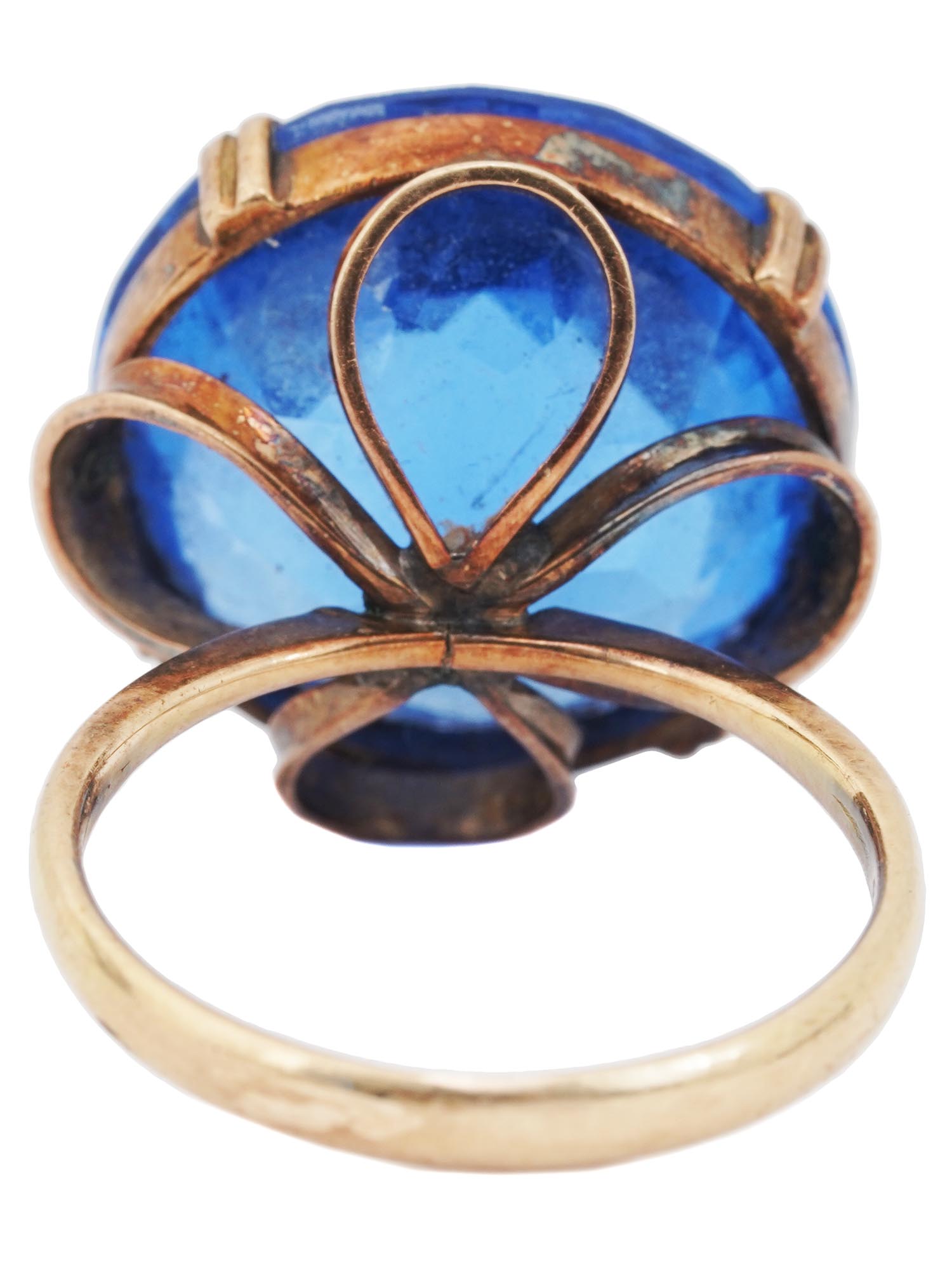 18K GOLD ENCRUSTED BLUE SPINEL STONE JEWELRY RING PIC-2